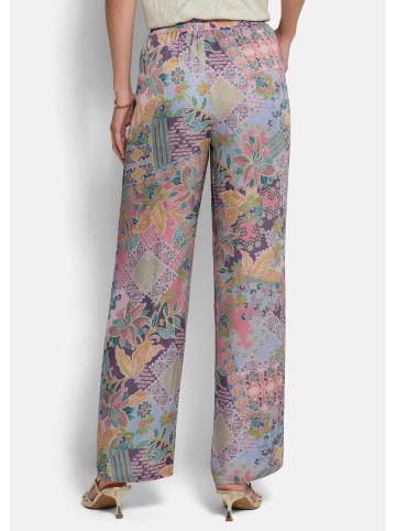 GOLDNER Palazzohose Luftige Sommerhose mit Patch-Muster in salbei / rosé / gemustert