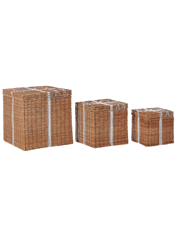 Beliani 3er-Set Korb CADEAU in Braun/Weiß