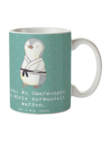 Mr. & Mrs. Panda Kaffeetasse Judo Umarmungen mit Spruch in Meeresbrise