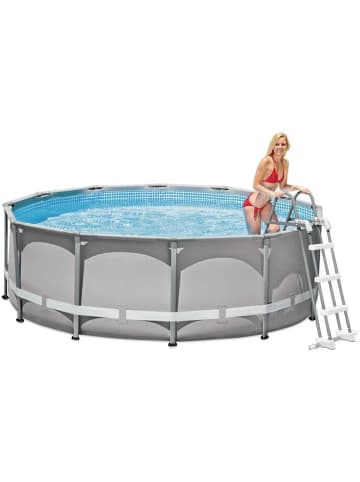 Intex Sicherheitsleiter für Pools (Höhe 91 und 107cm, Stufen entfernbar) in grau