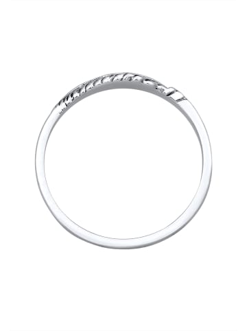 Elli Ring 925 Sterling Silber Boho, Feder in Schwarz