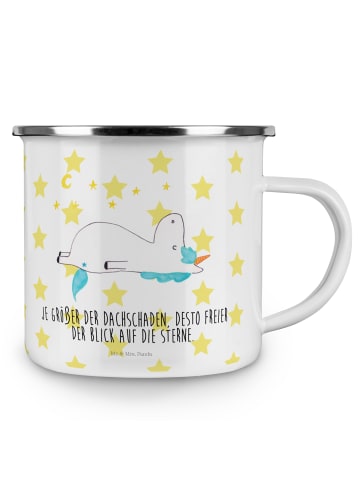Mr. & Mrs. Panda Camping Emaille Tasse Einhorn Sternenhimmel mit... in Weiß