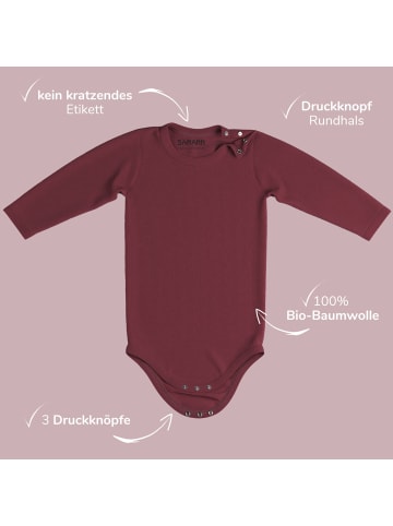Sämann Baby Body aus 100% Bio-Baumwolle Druckknopf langarm gerippt Raspberry