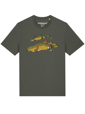 wat? Apparel T-Shirt Gnome Footprint in Khaki
