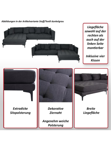 MCW Sofa-Garnitur M27 Liegefläche  links/rechts, Stoff/Textil dunkelgrau