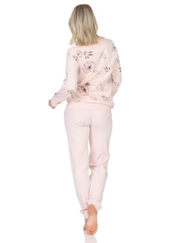 NORMANN Langarm Kuschel Interlock Schlafanzug Langarm Florale Optik - 87289 in rosa