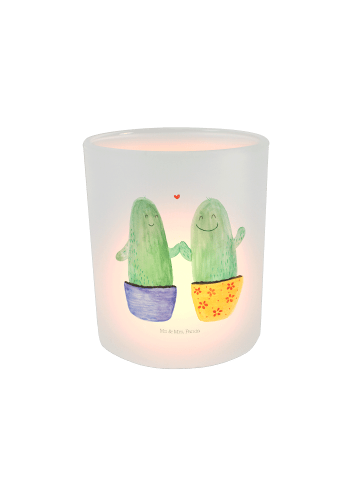Mr. & Mrs. Panda Glas Kerzenhalter Kaktus Liebe ohne Spruch in Transparent