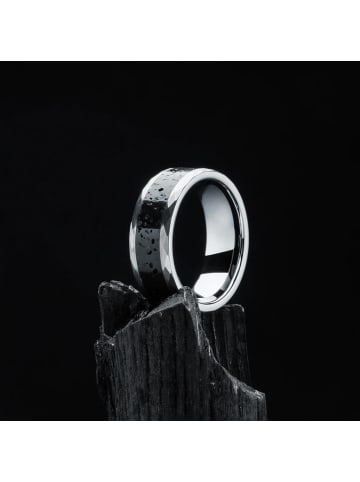 Holzkern Herren-Ring Sumo Lava/Wolfram Weite 62 Silber