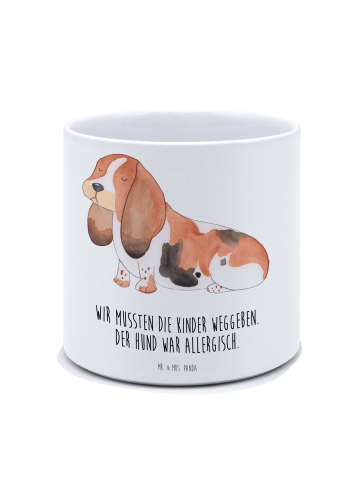 Mr. & Mrs. Panda XL Blumentopf Hund Basset Hound mit Spruch in Weiß