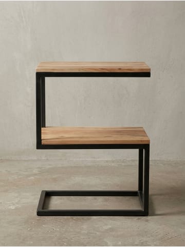 KADIMA DESIGN Beistelltisch AKOLA S-Form Massiv-Holz / Metall 45 x 60 x 30 cm in Akazie