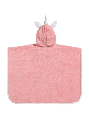 Erwin Müller Frottier Kinder-Poncho mit Kapuze Einhorn in rosa