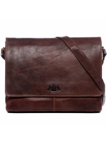 SID & VAIN Leder-Messenger Laptoptasche Leder Umhängetasche Unisex SPENCER in braun