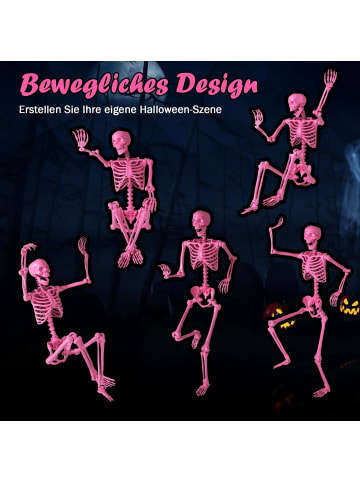 COSTWAY Halloween Deko Skelett 158cm in Rosa
