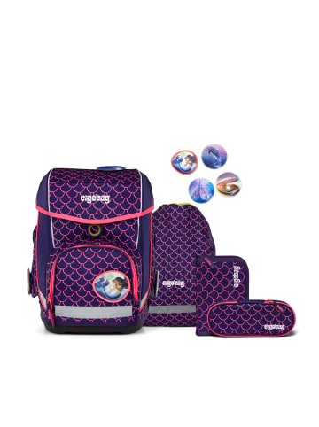 Ergobag Grundschulranzen-Set CUBO PerlentauchBär 5-tlg. in Lila/Pink