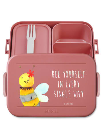 Mr. & Mrs. Panda MEPAL Bentobox Biene Blume Motiv mit Spruch in Rot Pastell
