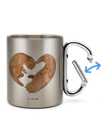 Mr. & Mrs. Panda Edelstahl-Isolierbecher Otter Herz ohne Spruch in Silber