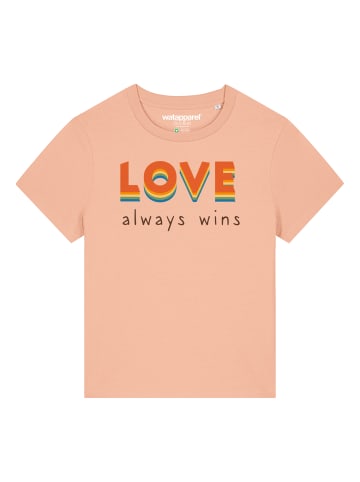 wat? Apparel T-Shirt Love always wins in Fraiche Peche