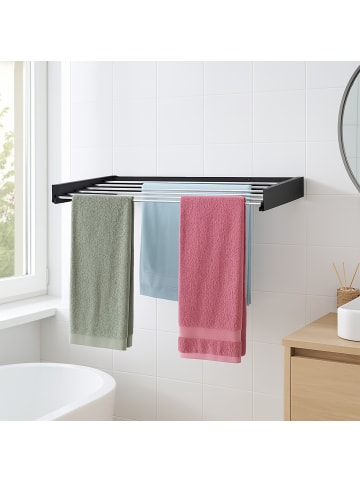 relaxdays Wand-Wäscheständer in Schwarz - 100 cm
