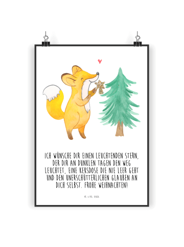 Mr. & Mrs. Panda Poster Fuchs  Weihnachtsbaum mit Spruch in Weiß