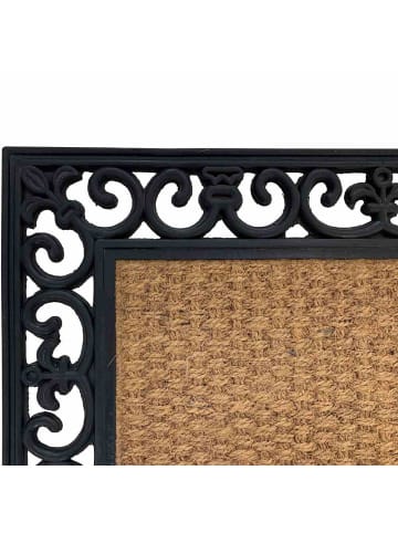 Siena Garden Fussmatte Gazelle rechteckig 45 x 75 cm aus Gummi / Kokosfasern in Natur/Schwarz