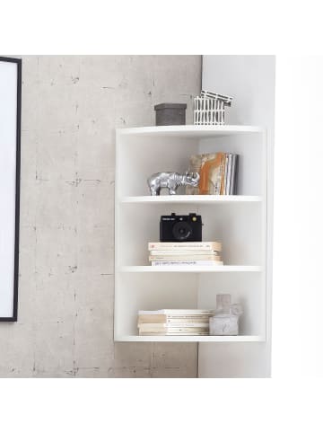 KADIMA DESIGN Eckregal: Modern, 3 Fächer, runde Front, Melaminharz-Beschichtung in Weiß