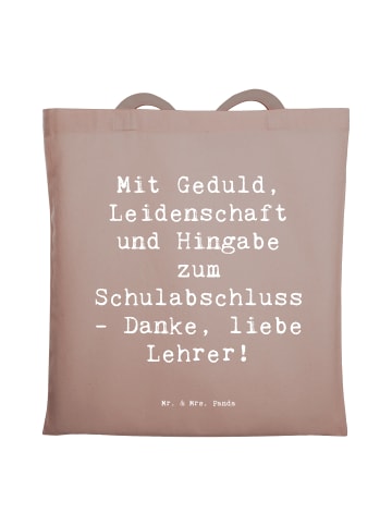 Mr. & Mrs. Panda Tote Bag Spruch Danke Lehrer mit Spruch in Braun Pastell