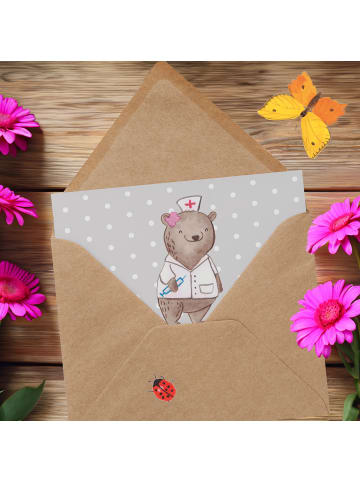 Mr. & Mrs. Panda Grußkarte Medizinische Fachangestellte Herz mit... in Grau Pastell