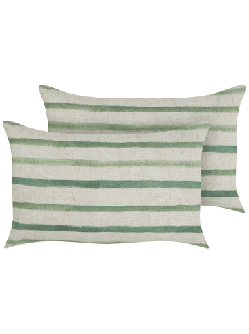 Beliani 2er-Set Dekokissen KAFRA in Grün/Beige