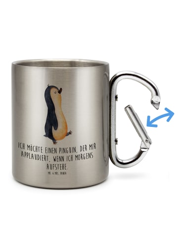 Mr. & Mrs. Panda Teetasse Pinguin mHerzieren mit Spruch in Silber
