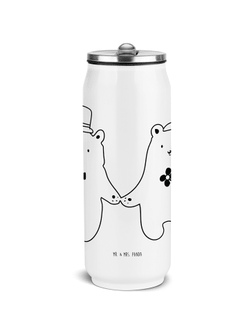 Mr. & Mrs. Panda Getränkedosen Trinkflasche Bär Heirat ohne Spruch in Weiß