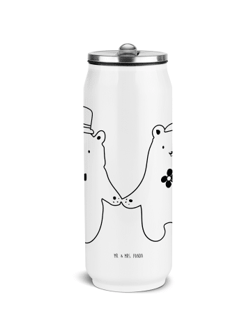 Mr. & Mrs. Panda Thermoflasche Bär Heirat ohne Spruch in Weiß