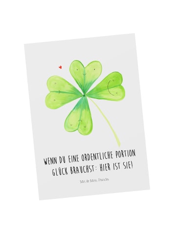 Mr. & Mrs. Panda Grußkarte Blume Kleeblatt mit Spruch in Weiß