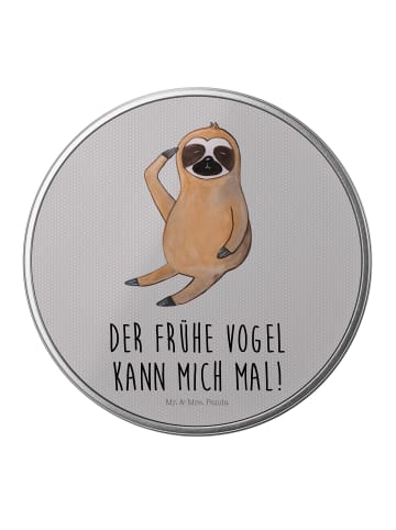Mr. & Mrs. Panda Aufbewahrungsbox Faultier Vogel mit Spruch in Grau Pastell