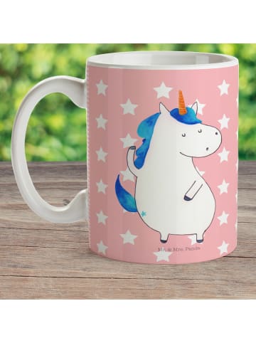 Mr. & Mrs. Panda Kaffeetasse Einhorn Mann ohne Spruch in Rot Pastell