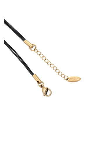faina Women Cord Bracelet With Curb Chain in Gold Black