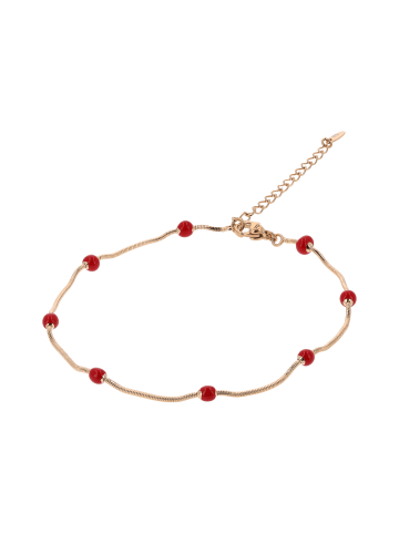 faina Women Ankle Bracelet in Rose Gold Red