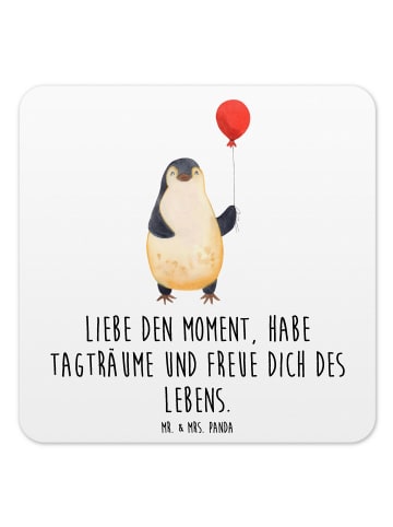 Mr. & Mrs. Panda Glasuntersetzer Pinguin Luftballon mit Spruch in Weiß