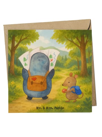 Mr. & Mrs. Panda Einladungskarte Pinguin & Maus Wanderer Design ... in Weiß