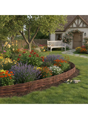 relaxdays 5 x Beeteinfassung in Braun - (B)100 x (H)10 cm