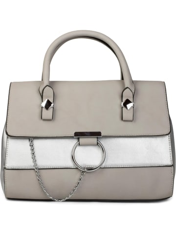 styleBREAKER Henkeltasche in Hellgrau / Silber