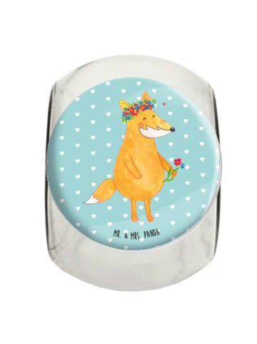 Mr. & Mrs. Panda Kaffeedose Fuchs Blumen ohne Spruch in Türkis Pastell