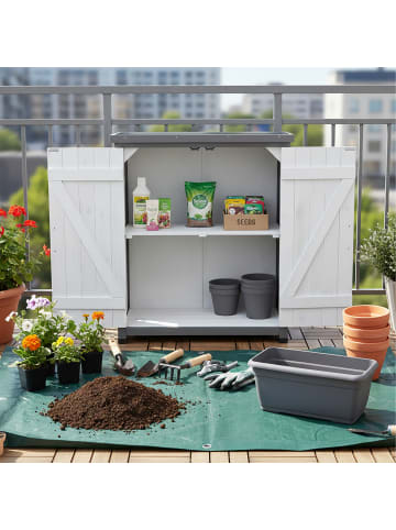 relaxdays Pflanztisch in Weiß/ Grau - (B)75 x (H)90 x (T)40 cm