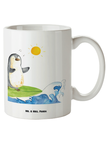 Mr. & Mrs. Panda Riesenkaffeetasse Pinguin Surfer ohne Spruch in Weiß