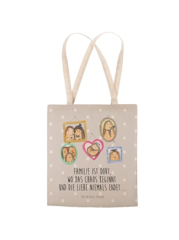 Mr. & Mrs. Panda Tasche Igel Familie mit Spruch in Grau Pastell