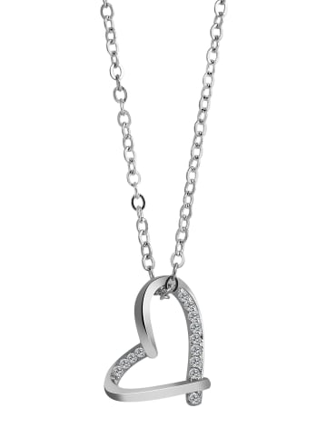 Adeliás Damen Halskette mit Anhänger – Herz aus 925 Silber in silber