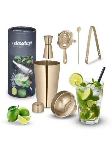 relaxdays 5tlg. Cocktail Shaker Set in Gold