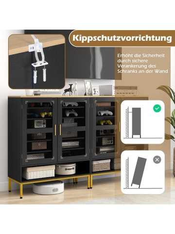 COSTWAY 7-stöckiger Schuhschrank mit Maschentüren in Schwarz