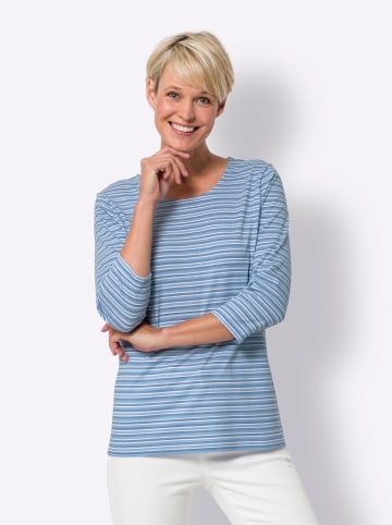 Sieh an! 3/4-Arm-Shirt in mittelblau-weiß-geringelt