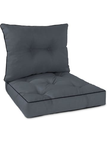 Aspero Set Stuhl- und Rückenkissen 50x50 cm & 50x40 cm in Dunkelgrau
