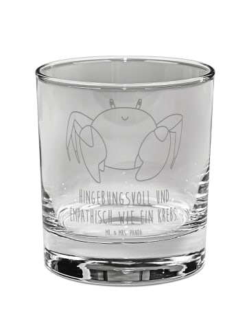 Mr. & Mrs. Panda Whiskey Glas Sternzeichen Krebs mit Spruch in Transparent